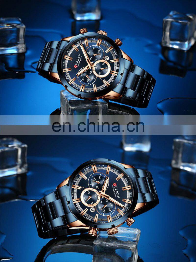 CURREN Business Men Watch Luxury Brand Stainless Steel Wrist Watch Chronograph Army Military Quartz Watches Relogio Masculino