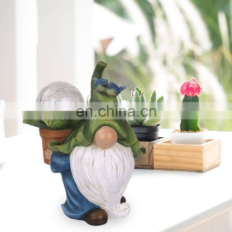 Garden Figurine Dwarf Statue Solar Powered Light Gnome Ornament Resin Waterproof Figurine Outdoor Yard Lawn Decoration