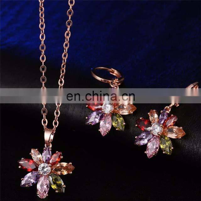 High Quality Coloful Diamond Rhinestone Bridal Set Jewelry
