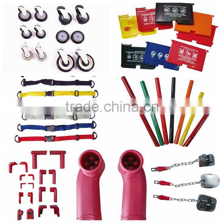 Plastic shopping cart with kids seat