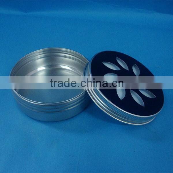 snap-on cap aluminum jar with cutout aluminum cap