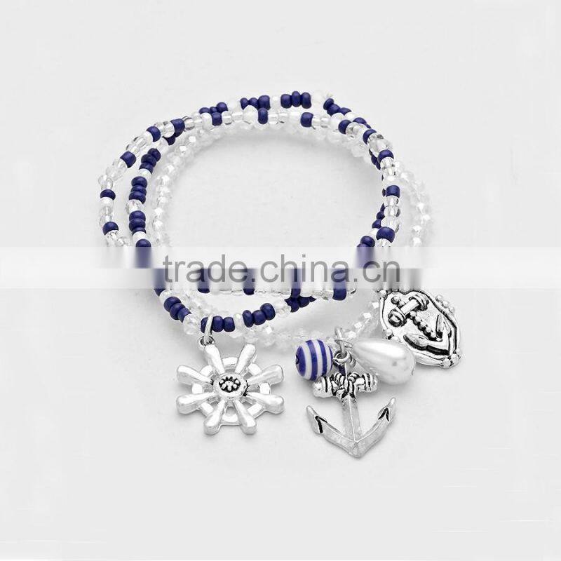 3 Layers Multi Bead Anchor Stretchable Bracelet Fashion Accessories Bracelet New