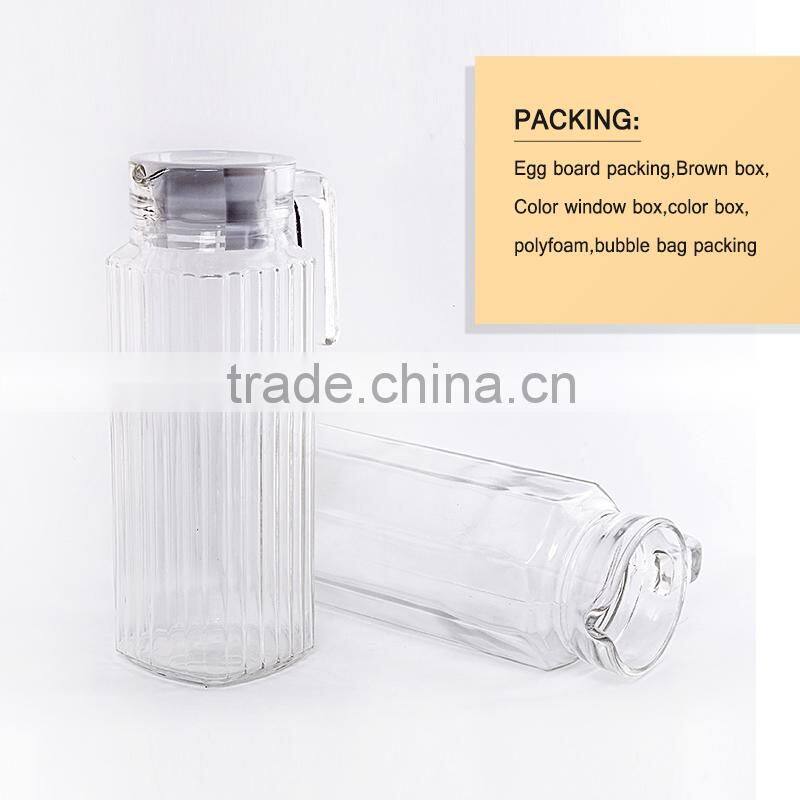 1.0L clear heat-resisting glass water jug with lid/glass tea pot