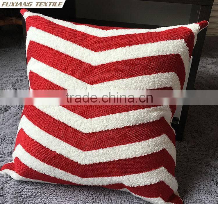 Crewel Embroidery Pillow RED and Blue