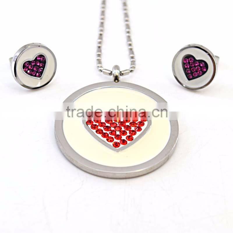 Stainless steel girlfriend heart pendant necklace earring red heart jewelry