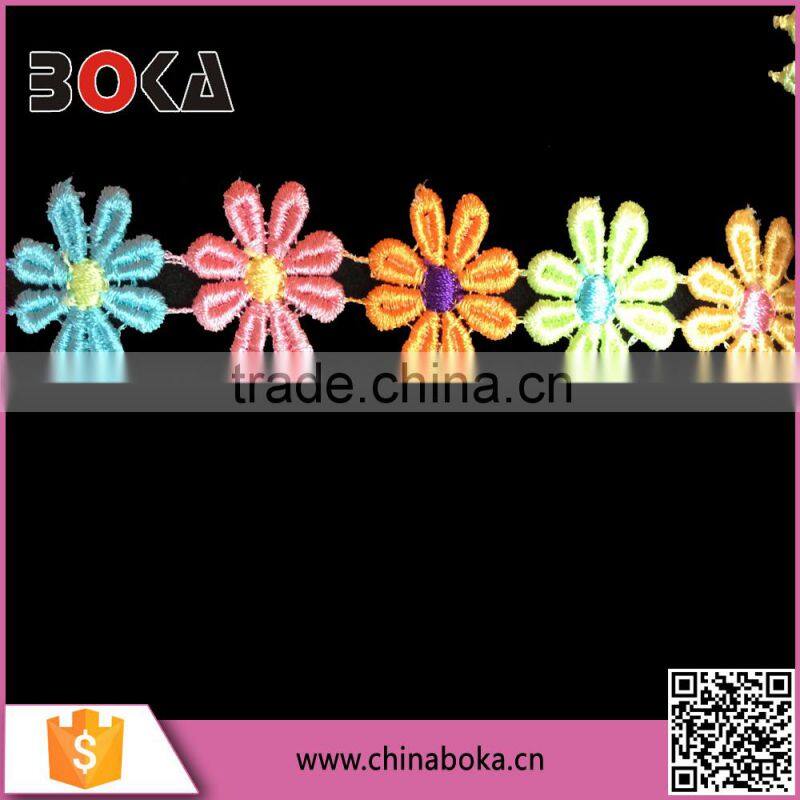 Fashion Colorful Embroidery Flower Pattern Lace Factory Direct Sales Trimming lace