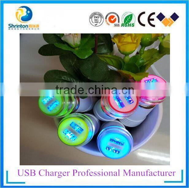 Electric Type dual car charger adapter with LED light