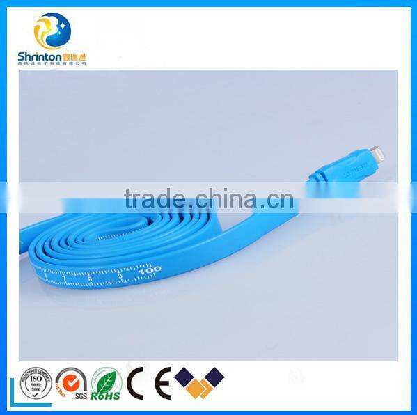 2015 New product flat ruler usb cable flat micro usb cable, charging and sync data transfer for phone