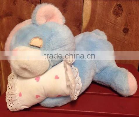 plush sleepy bear with pillow/soft lying sleeping bear/hot saling bears