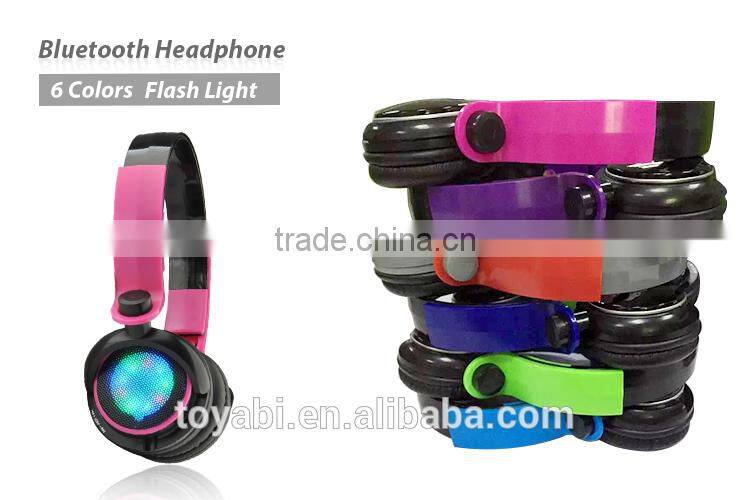 Wireless folding bluetooth Stereo Headphones Adjustable bluetooth Headsets LED light memory card FM radio headphones