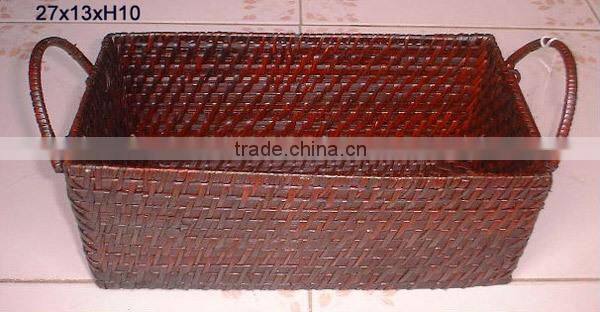 rattan and bamboo basket with handles