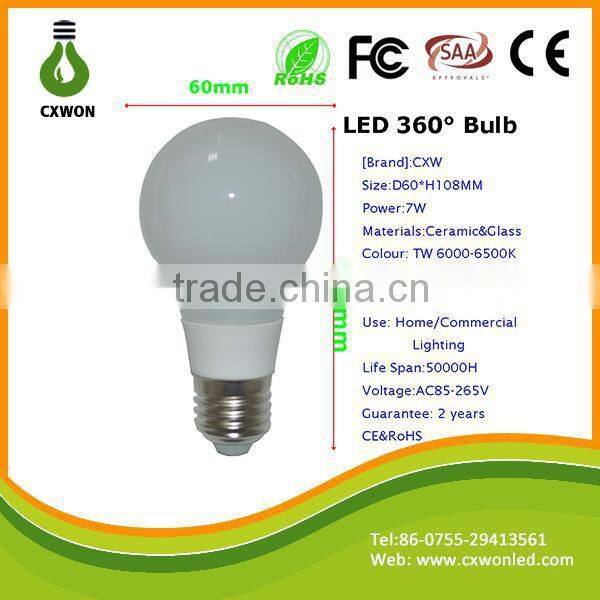 High quality AC85-265V SMD2835 non-dimmable E27 3w ceramic led bulb
