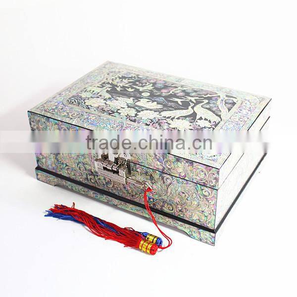 Fancy handmade mother of pearl inlaid jewelry box