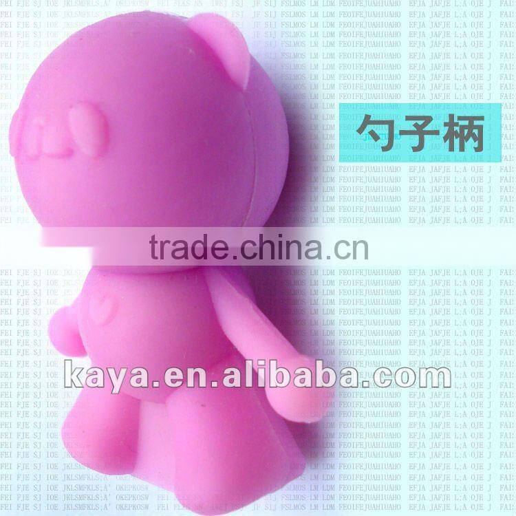 Lovely 3D teddy silica gel spoon cover
