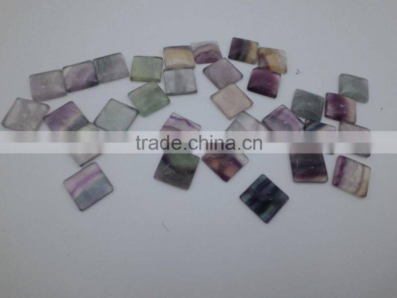 Wholesale Single Puffy Rainbow fluorite cabochons natural square stones