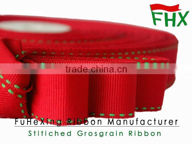 wholesale 5cm black and white stitched grosgrain ribbon