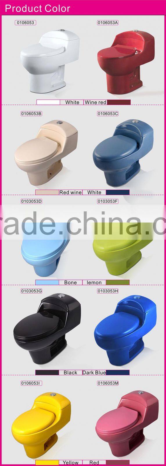 Colorful shampooing room siphonic Floor Mounted one piece Toilet