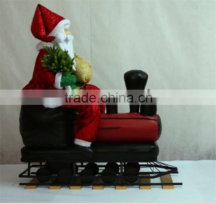 XM-A6131 Outdoor 55 inch giant christmas inflatable santa train ornament with gifts and lighted tree