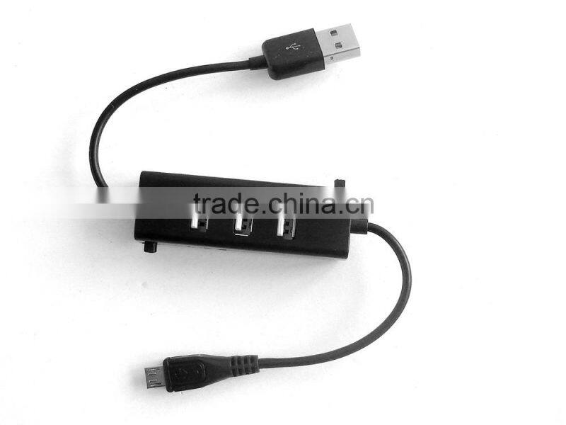 3 Port Portable USB 2.0 Hub with Power Switch for Ultra Book, MacBook Air, Windows 8 Tablet PC - Black (HB-U3P4)