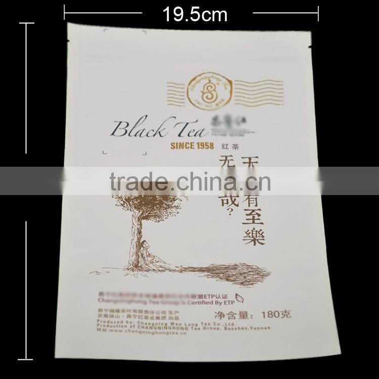 custom printing lamination aluminum foil stand up pouch with zipper top for black tea