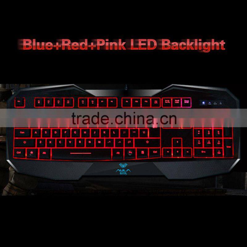 2015 New LED Illuminated Ergonomic Gaming Keyboard USB Multimedia Backlight Backlit Ultra-thin Keyboard