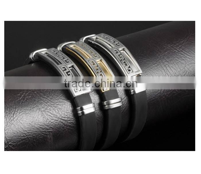 custom silicone bracelet with stainless less clasp hot-sell