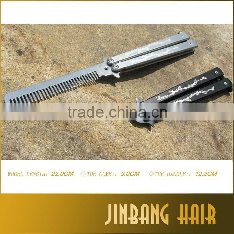 Malaysia Hot Selling Hair styling tool Comb butterfly pattern Camping carved double dragon butterfly knife
