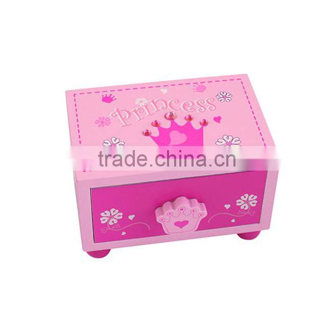 Pink crown wooden storage box mini storage drawer