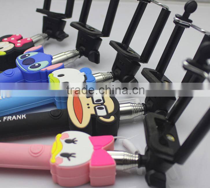 2015 Lastest Factory Wholesale Cute Cartoon Monopod Selfie Stick