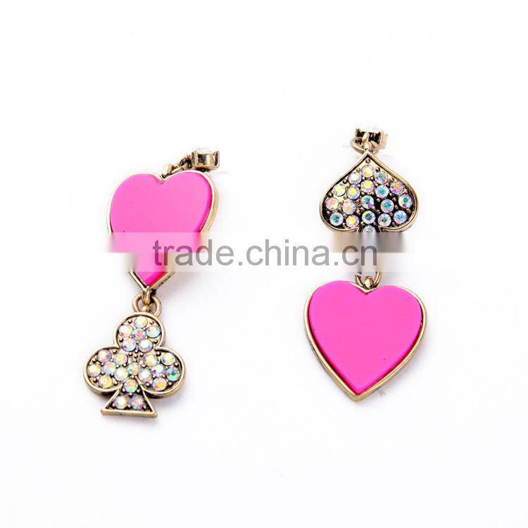 poker pink heart pendant design earrings of heart, top design earring
