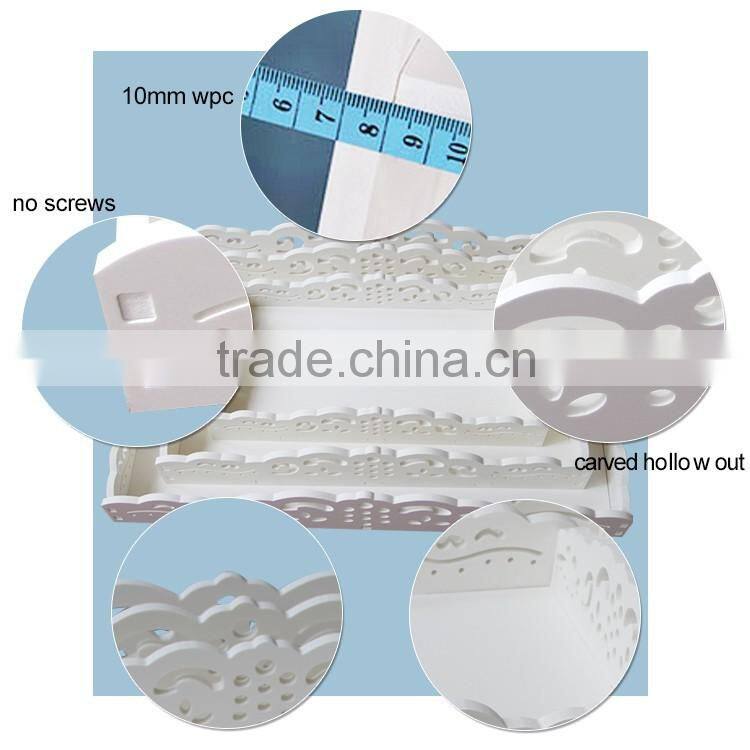 Shallow white wood tray with many size