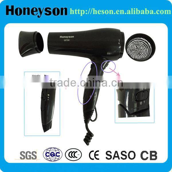 High Power Hotel Foldable Sexy Hair Dryer 1875W Folding Ionic Hair Dryer Professional