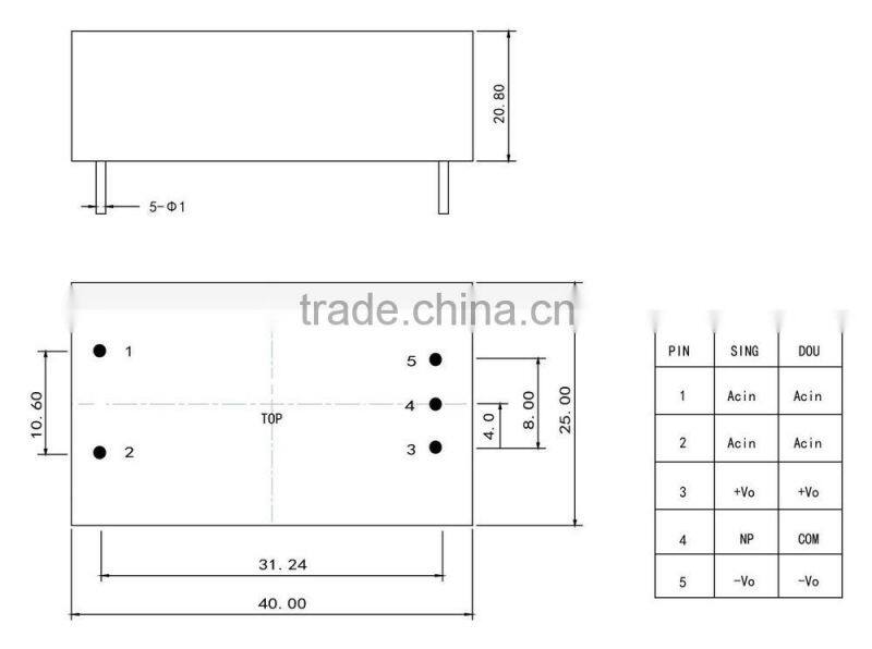 PA-B Series 3-6W Small power pin type Module power supply