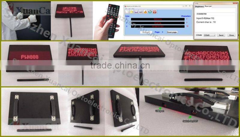 12x36cm/5"x15"inch Remote cotrol+USB Acrylic+Aluminum frame material print logo labeling LED digital placarding guide board sign