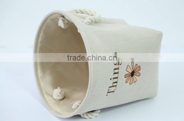 YIWU RODA Cotton embroidery bin canvas toys receive basket sundry receive storage basket bathroom laundry basket