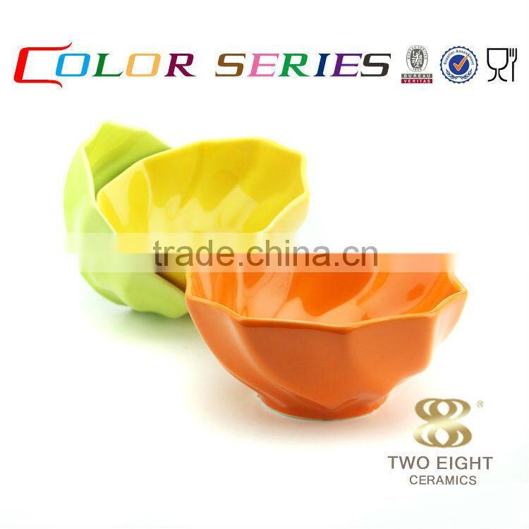 Qualitier tableware korean coconut shell stripe rice dessert bowl