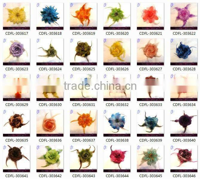 2013 New products creme feather flower for hair decorative flower