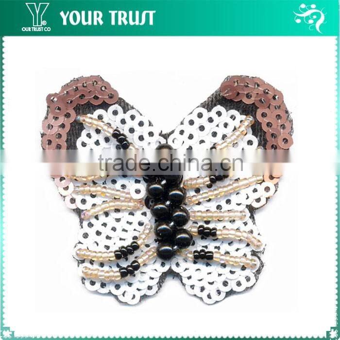 Black Beaded White Black Brown Turquoise Sequin Applique Patch