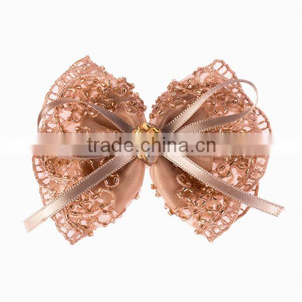 small beads bow korean ribbon hair clip, grosgrain ribbon hair clip