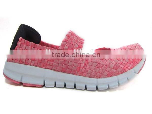 2016 fashion lady woven elastic sport shoe knit upper