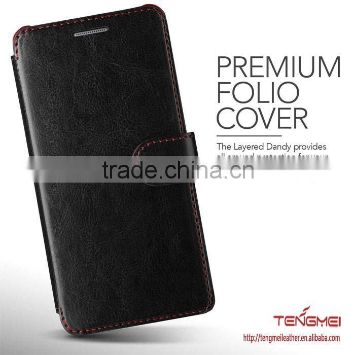 Black color high end leather case for Galaxy note 7, for Samsung Galaxy Note 7 case factory manufacture