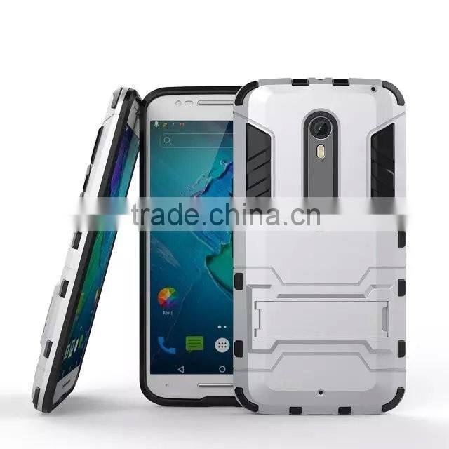 2 In 1 Hot Selling Iron-Bear Stand Rugged Hybrid Cover Case For Motorola Moto X Style