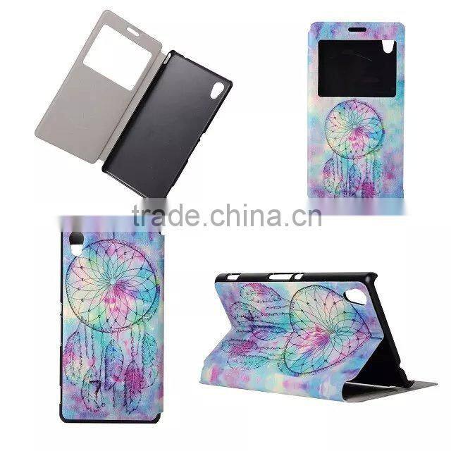High Quality Color Printing PU Leather Flip Cover For Sony Xperia M4 Aqua Case