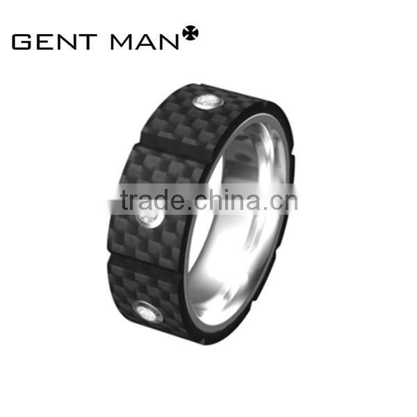 2016 Newest Men's stainless steel carbon fiber ring