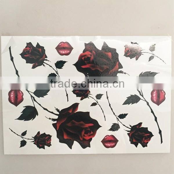 2016 New design high fashion waterproof Valentine's rose tattoo sticker