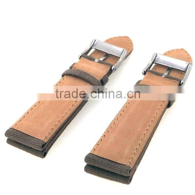 20mm 22mm Suede Leather Watch Band With Canvas
