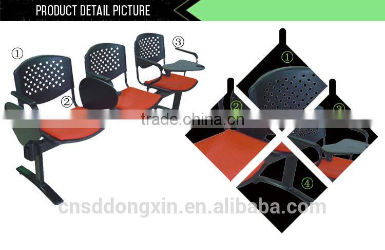 3-seater plastic waiting room chairs with tablet E204-3+06C+06B+01+08