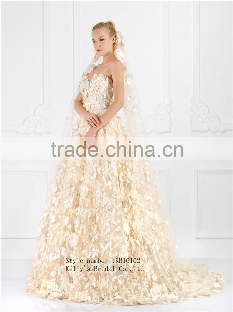 2016 Appliqued excellent A-line style Organza fabric off shoulder sleeveless evening dress/ prom dress