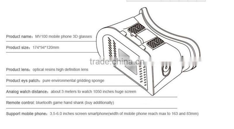 High quality virtual reality 3D VR Glasses, ABS plastic 2nd genaration vr box 2.0 for Apple IOS, Android