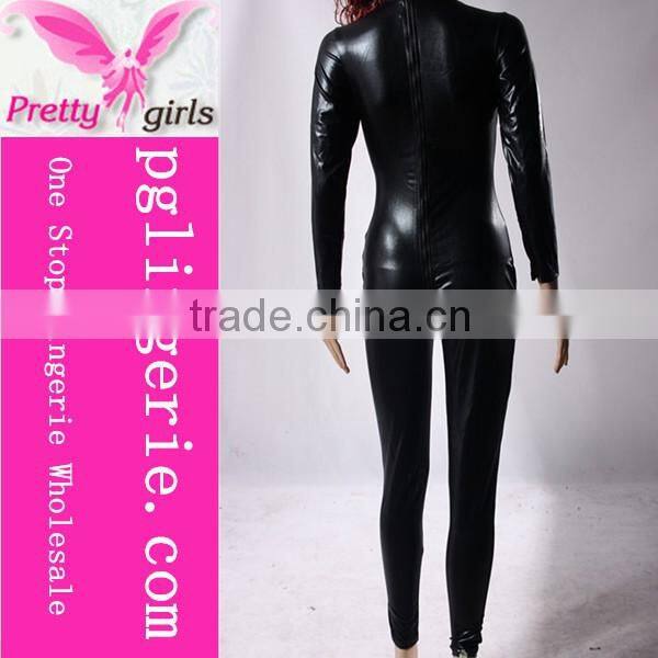 Sex Leather Jumpsuits For Women Long Sleeve Sexy Jumpsuit Black Leather Catsuit
